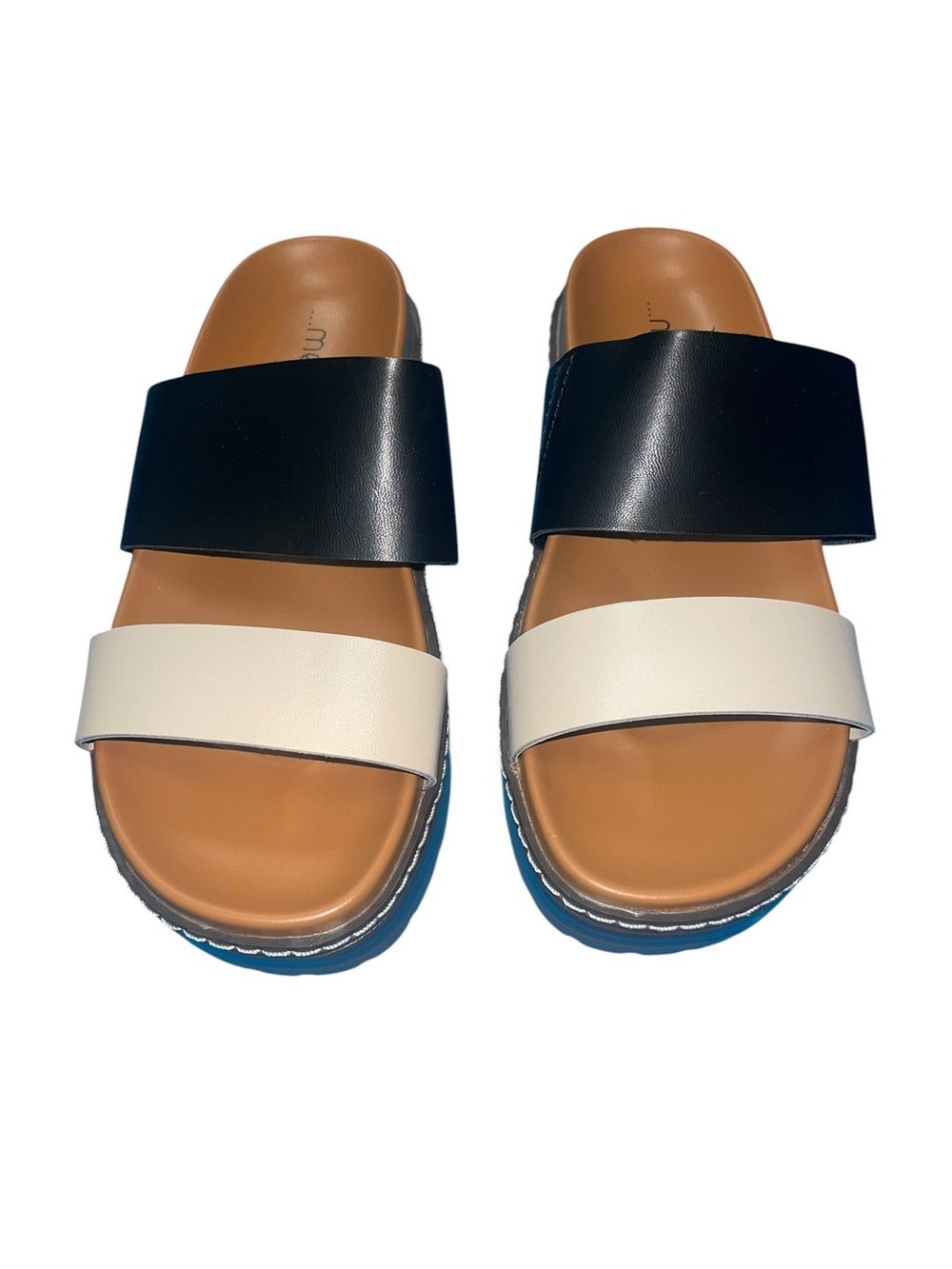 Me Too Two Tone Platform Slide Sandal 5.5 Black Y2K - Picture 2 of 6